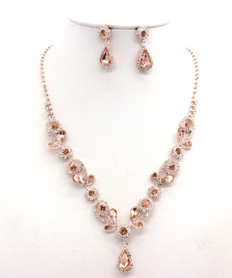 Rhinestone Necklace with Earrings NB300618 RGLP